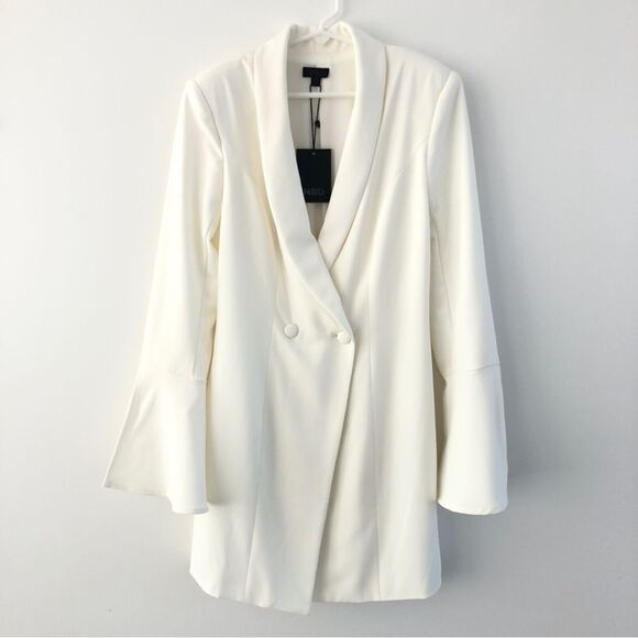 NBD Como La Flor Suit Dress Women’s XS Ivory Shawl Collar Power Suit NWT - Picture 3 of 13